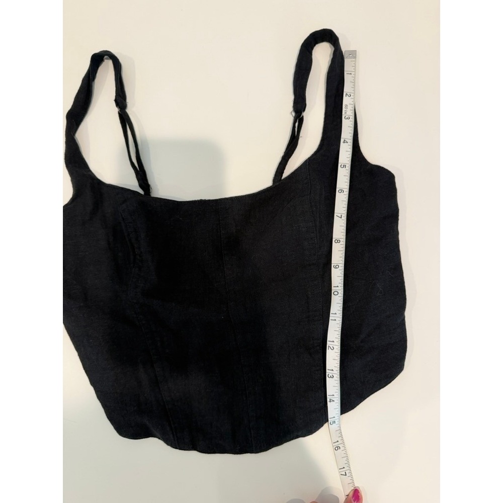 Abercrombie & Fitch Square Neck Crop Top Black Adjustable Straps Smocked Back S - Picture 5 of 7
